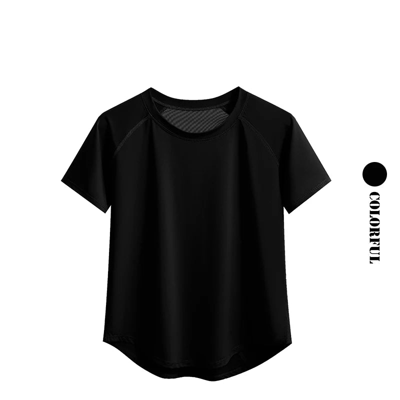 Women's Curved Hem Short Sleeve Sports T-shirt For Workout Outfits