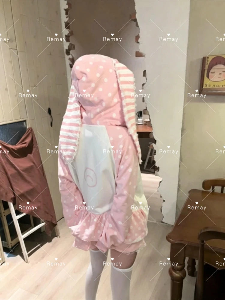 Rabbit Ear Long Sleeve Full Zip Casual Hoodie