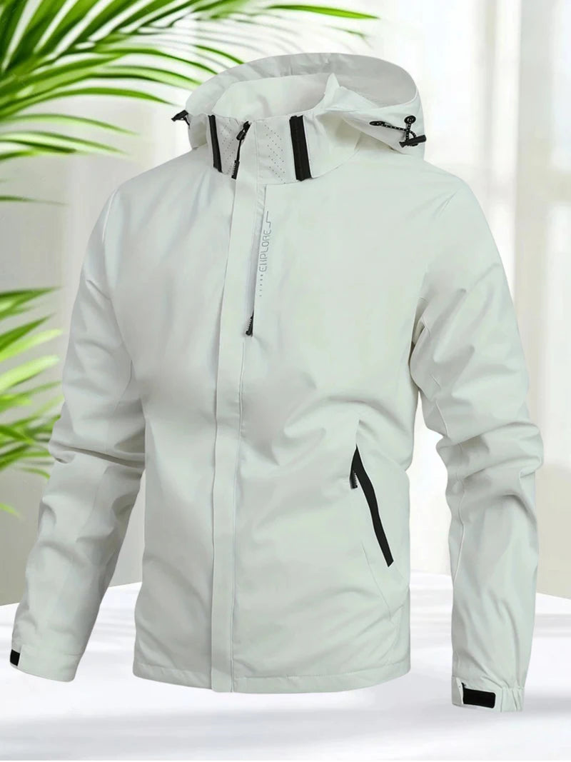 Hooded Long Sleeve Full Zip Outdoor Hiking Jacket with Pockets