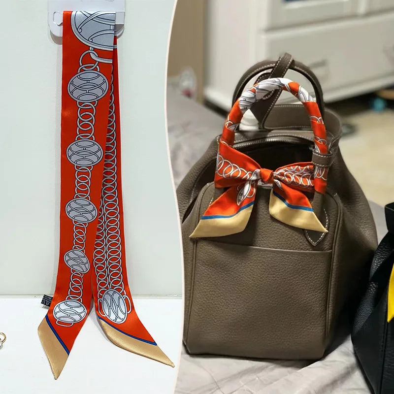 Printed Skinny Scarf for Neck and Bag Handle Styling