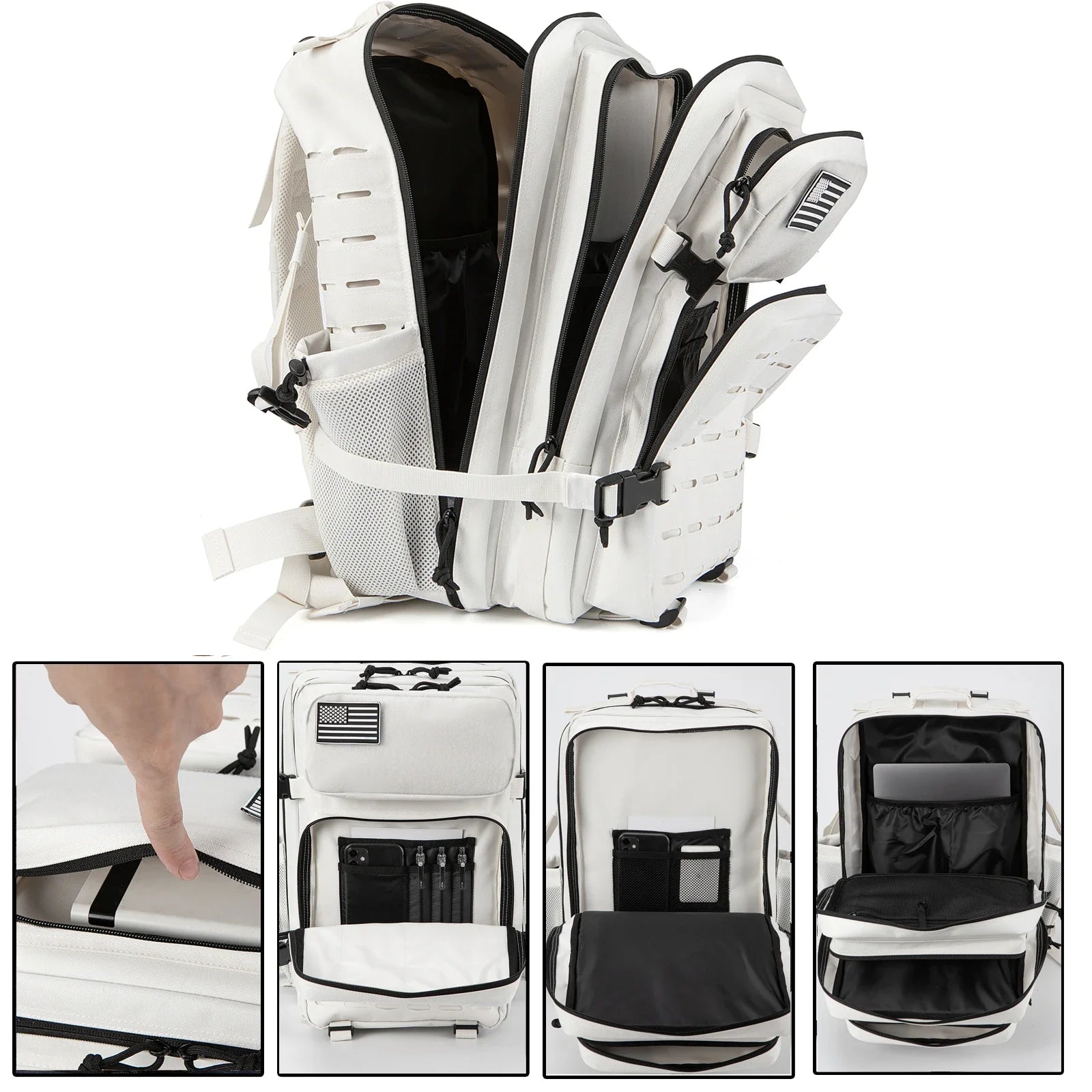 Tactical Backpack with Front Webbing and Separate Size-Labelled Colour Options