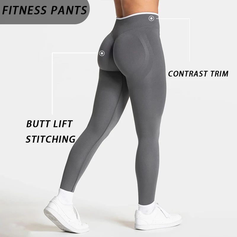 Women's Contrast Waist Full Length Leggings For Workout Outfits