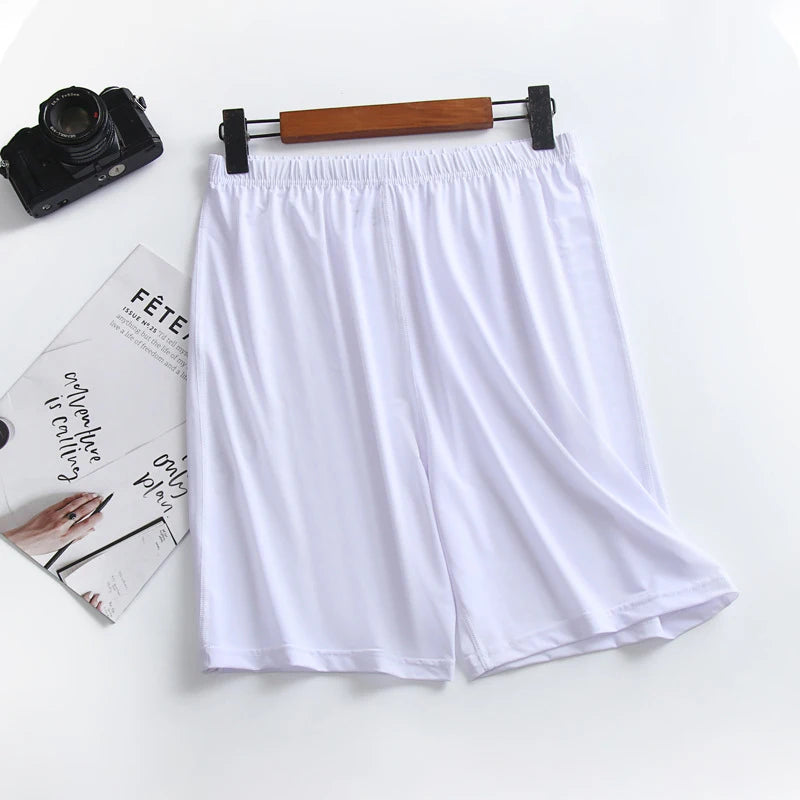 Men's Solid Elastic Waist Satin Look Lounge Sleep Shorts