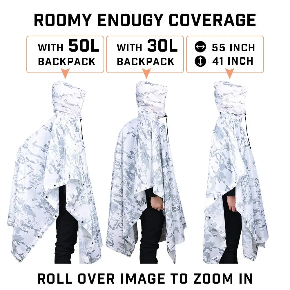 Camouflage Hooded Poncho for Layering over Tops and Dresses