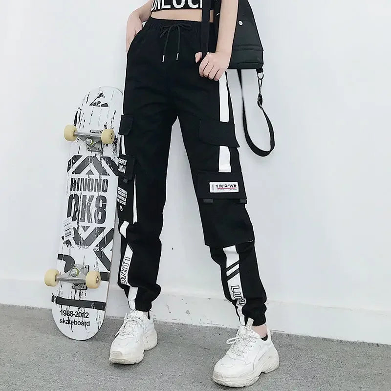 Women's Cargo Joggers with Drawstring Waist and Contrast Panel Style Options