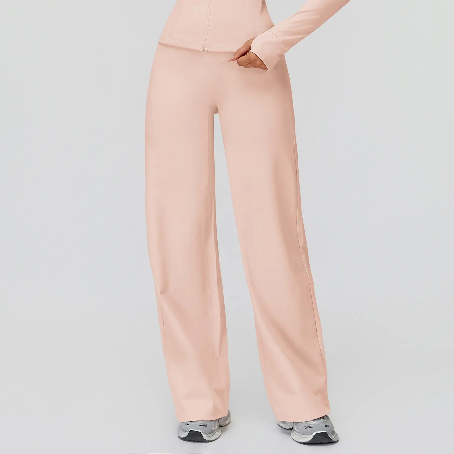 Women's High Waist Polyester Blend Wide Leg Pants for Yoga and Casual Wear