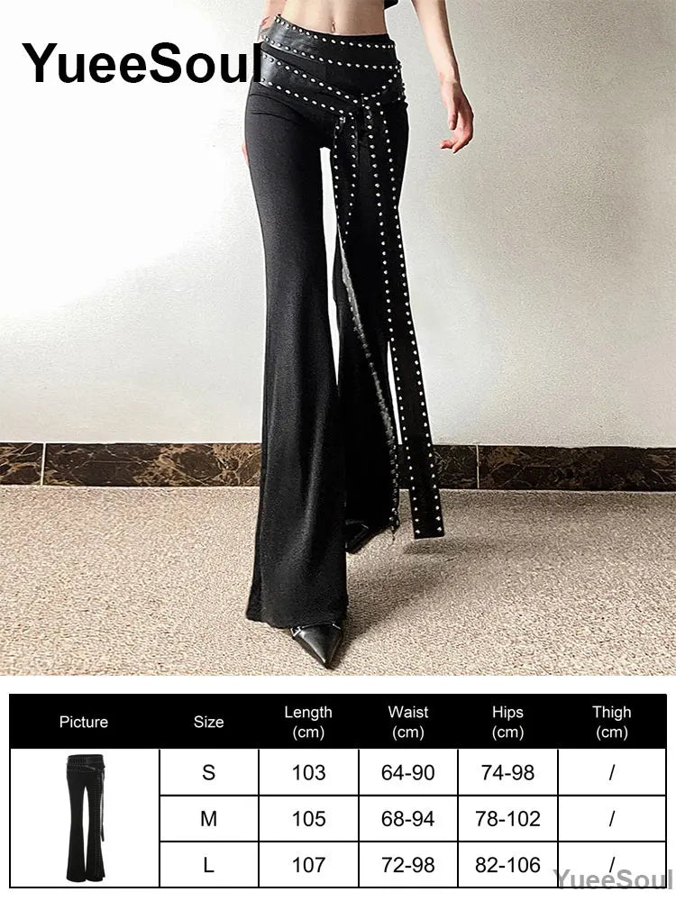Women's Black Gothic Pants with Flared and Wide Leg Style Options