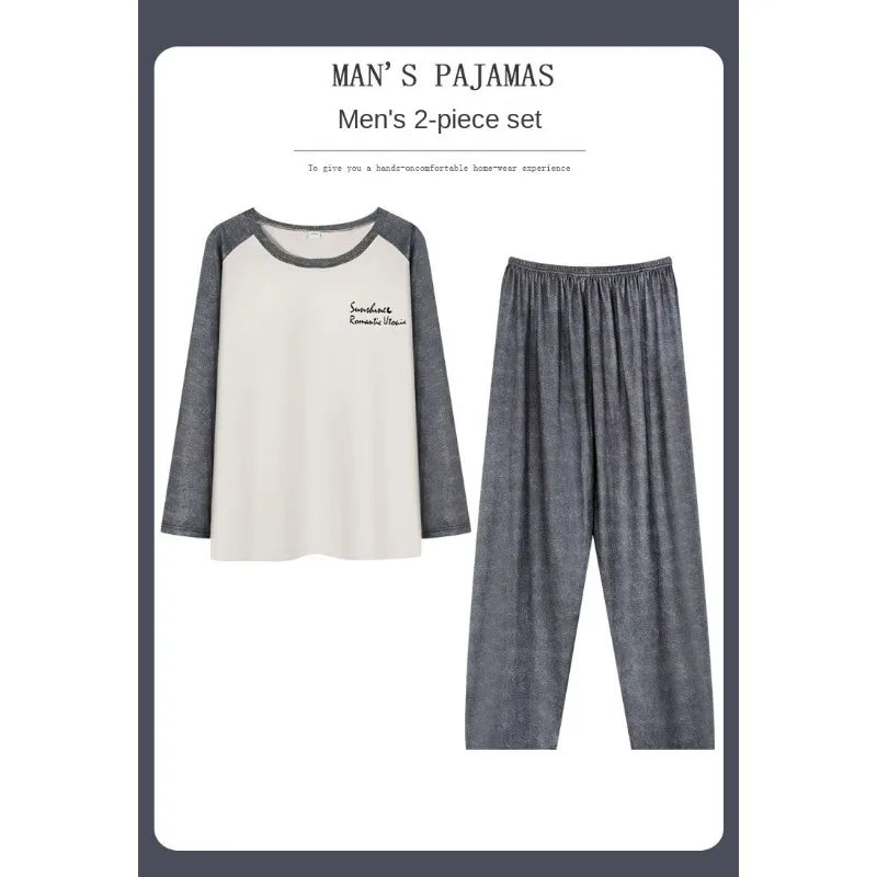 Men's Graphic Long Sleeve Top and Pants Pajama Set