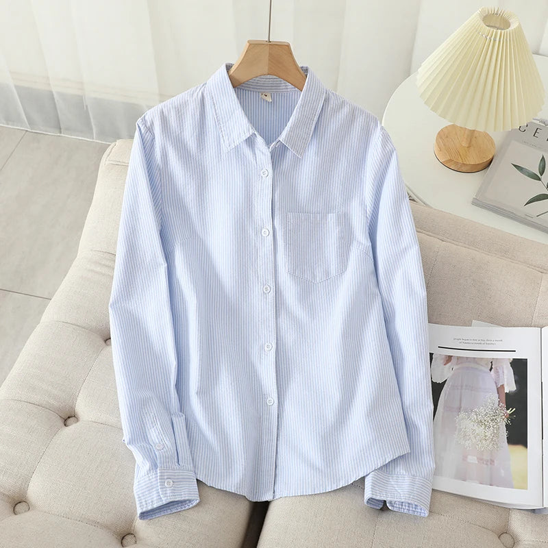 Women's Collared Shirt with Plain and Striped Options
