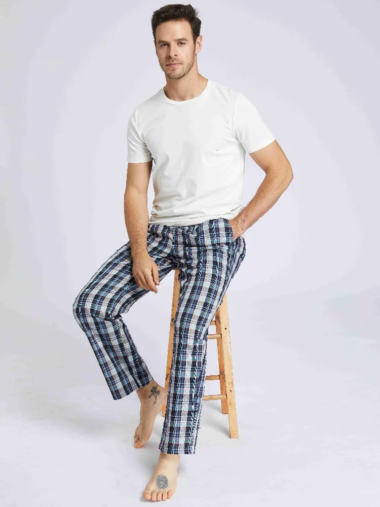 Men's Plaid Elastic Waist Lounge Pants with Pack Options