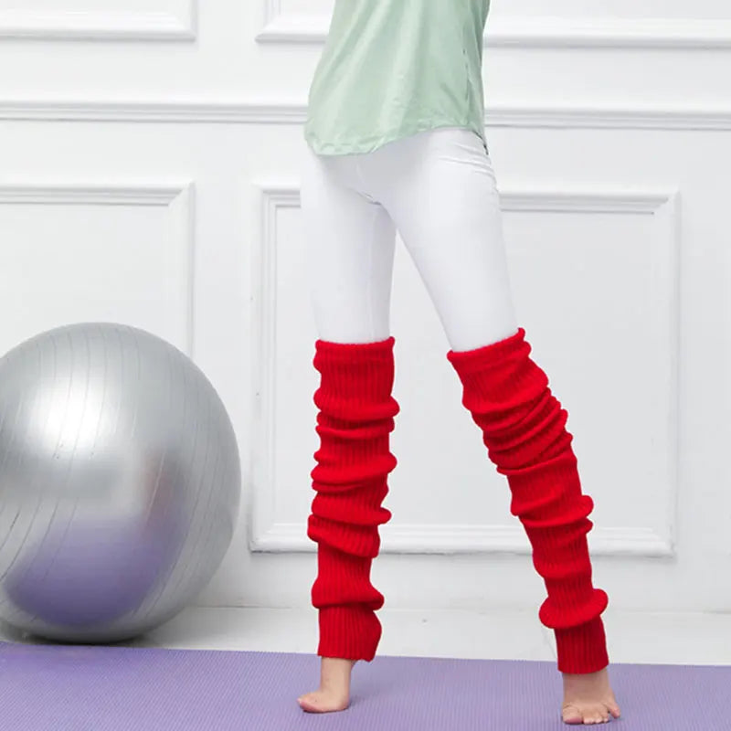 Long Dance Leg Warmers with Ribbed Knit Texture