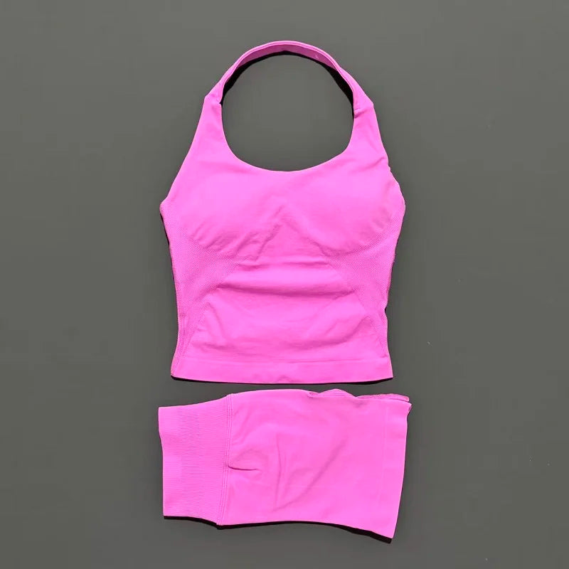 Women's Halter Tank And Shorts Yoga Set For Workout Outfits