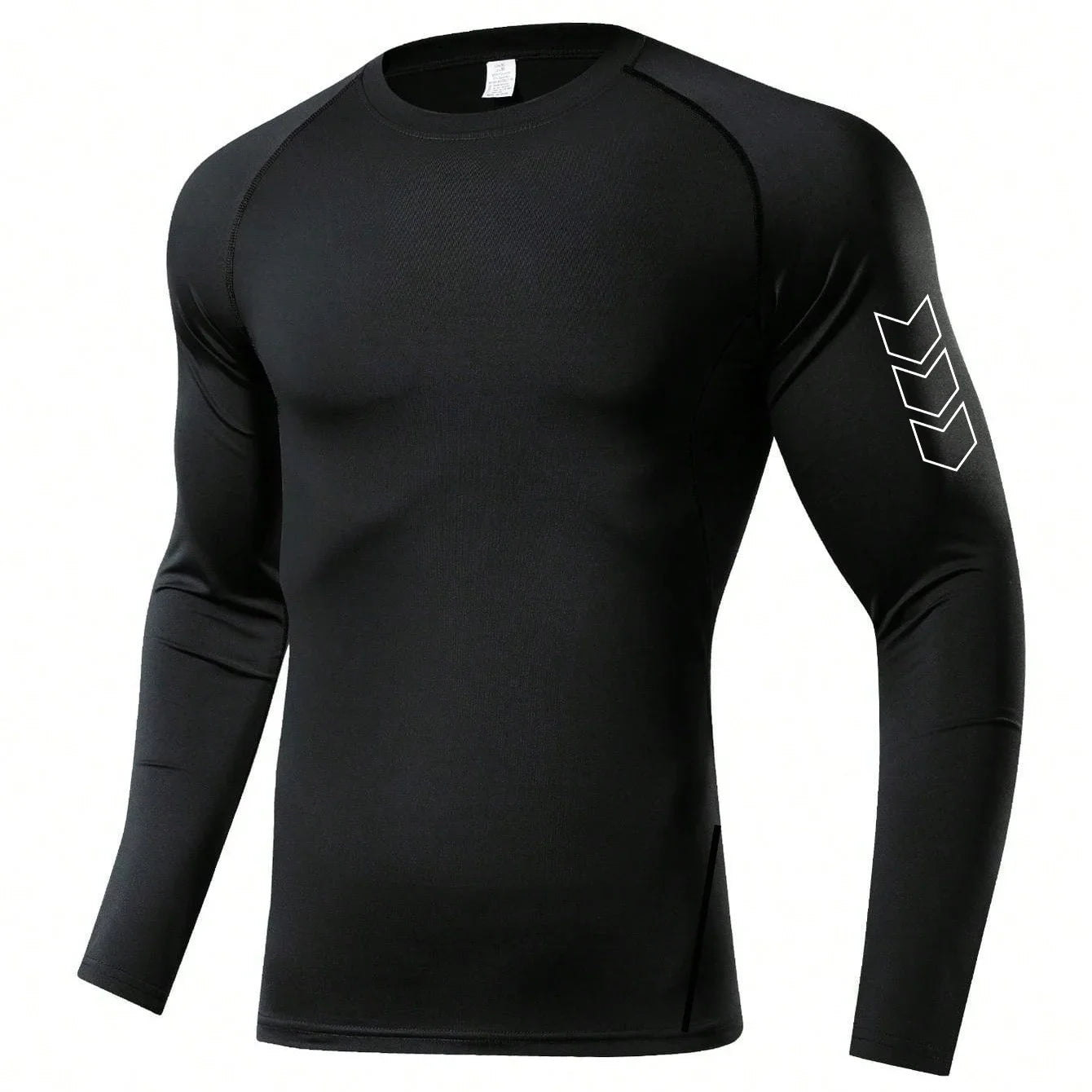 Fitted Crew Neck Long Sleeve Compression T Shirt
