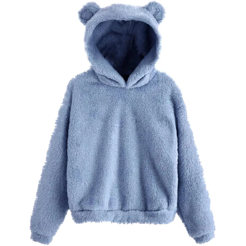 Bear Ear Long Sleeve Pullover Casual Hoodie for Layering