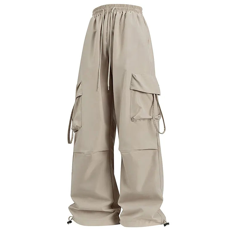 Women's Loose Cargo Pants with Elastic Waist and Adjustable Cuffs