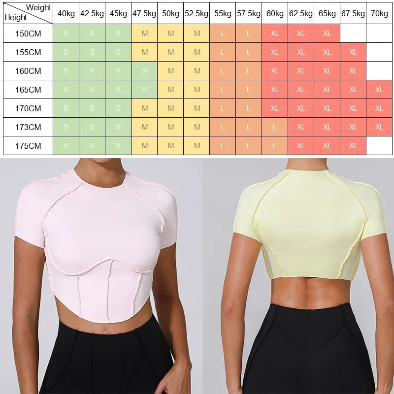 Women's Panelled Short-Sleeve Workout Crop Top