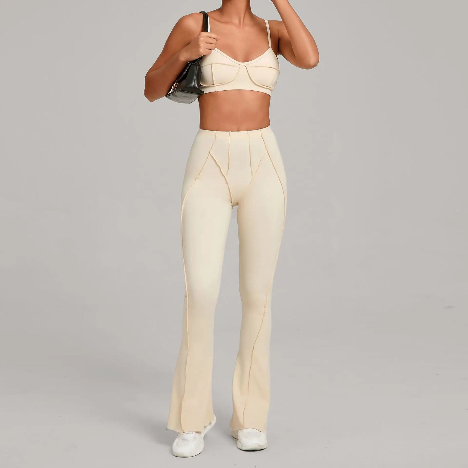 Women's Contrast Seam Bra And Leggings Yoga Set