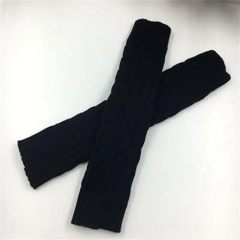 Cable Knit Leg Warmers with Solid Color Calf Shape