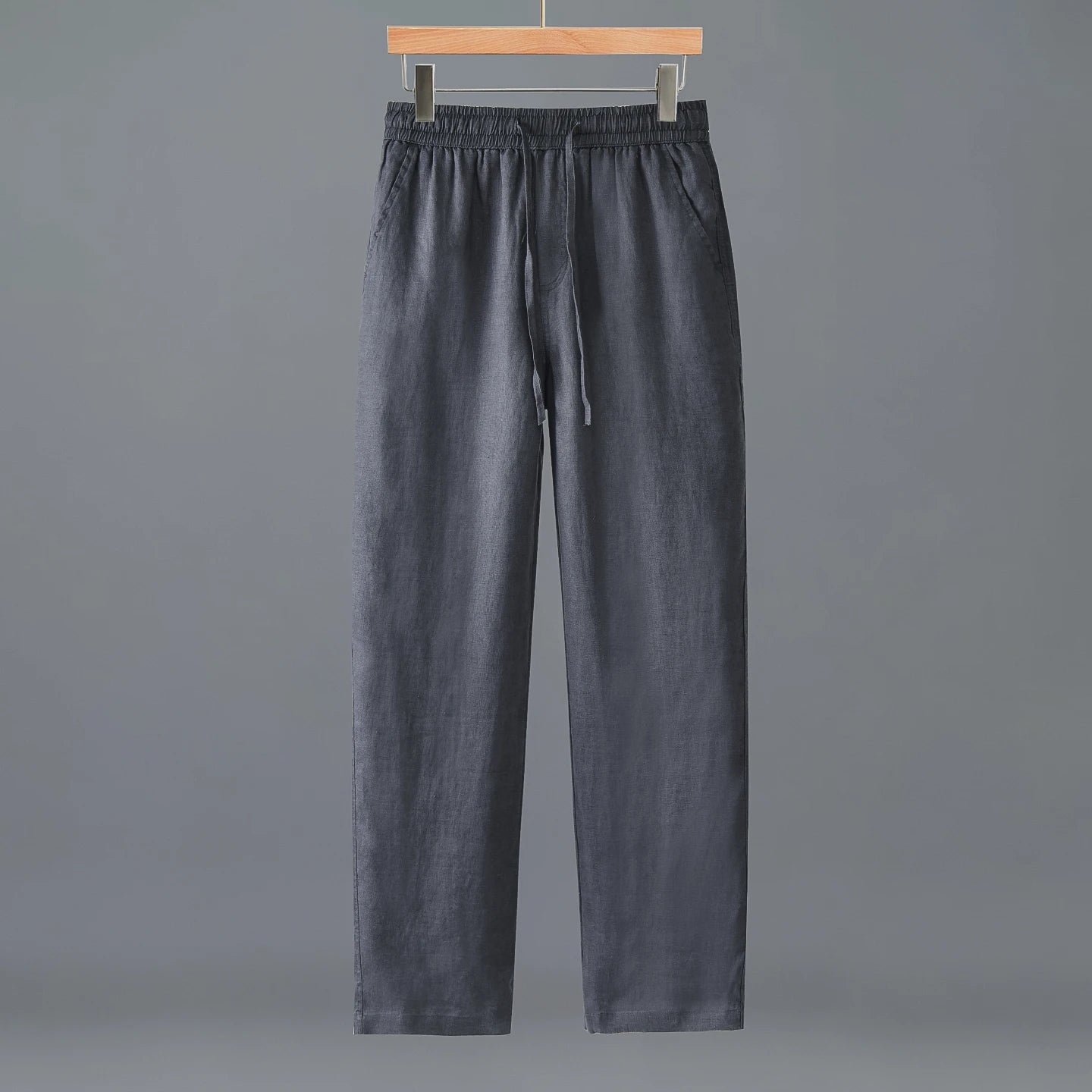 Women's Linen Regular-Fit Full-Length Casual Pants with Elastic Waist for Everyday Wear