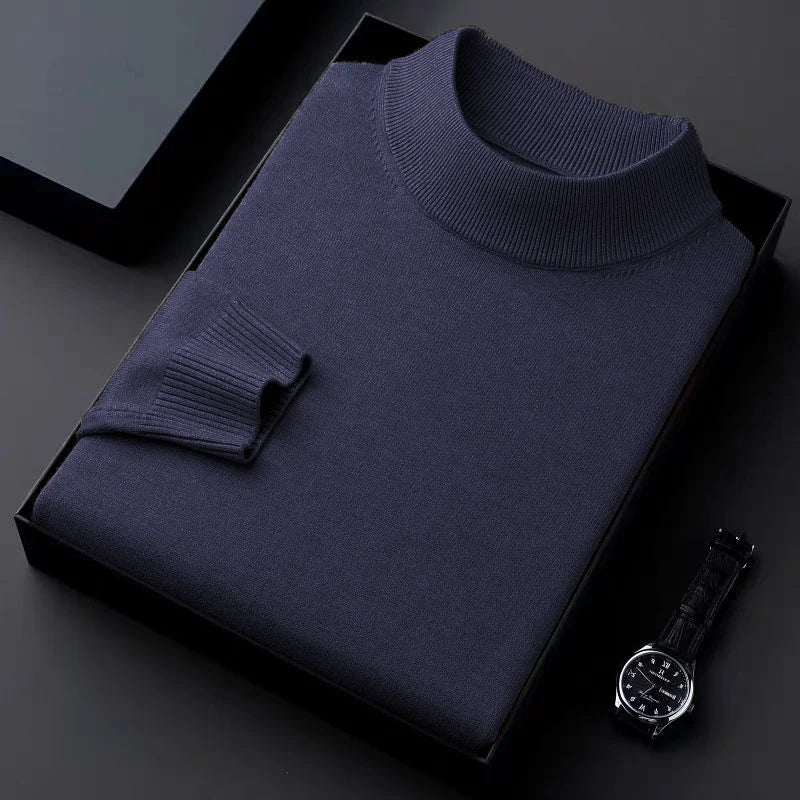 Men's Mock Neck Long Sleeve Knit Sweater