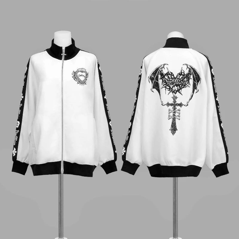 Graphic Long Sleeve Full Zip Casual Hoodie for Layering