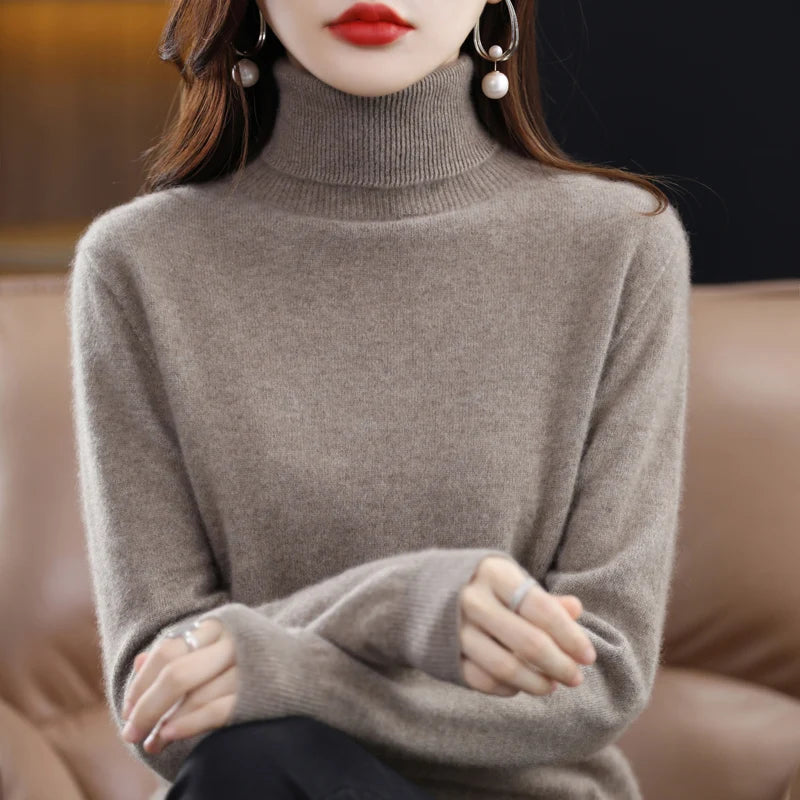 Women's Mock Neck Long Sleeve Sweater Casual Knit Layer
