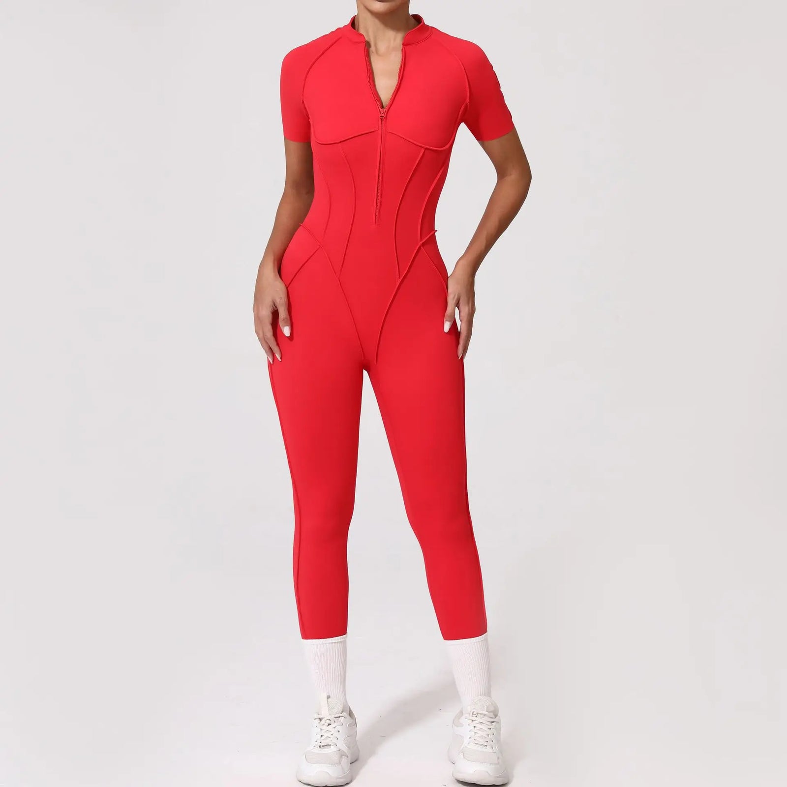 Women's Contoured Workout One Piece with Back Cutout and Multiple Sleeve Styles