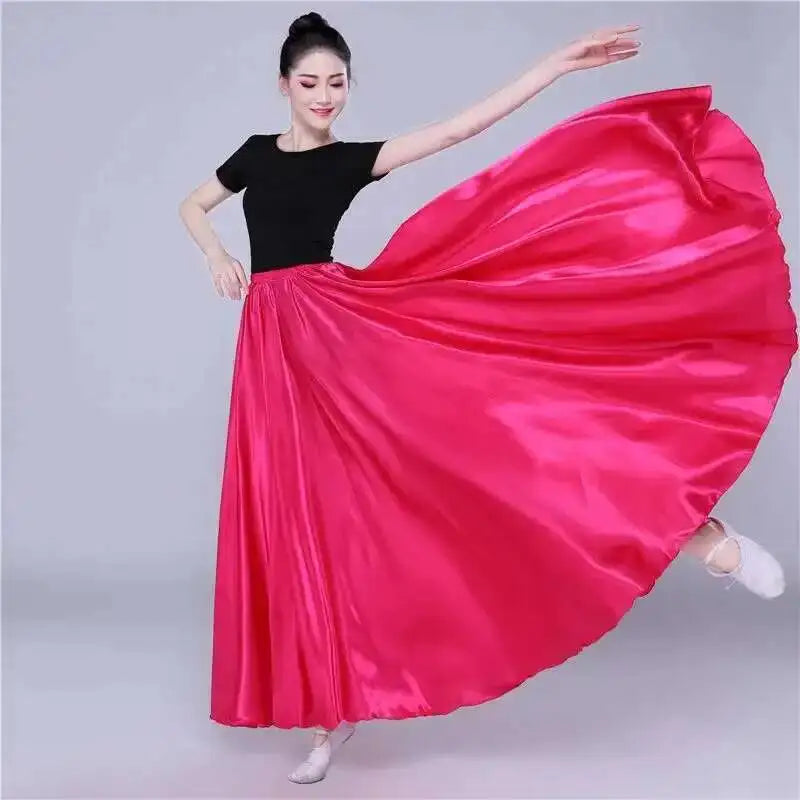 Women's Long Satin-Look Belly Dance Skirt with Separate Top Option