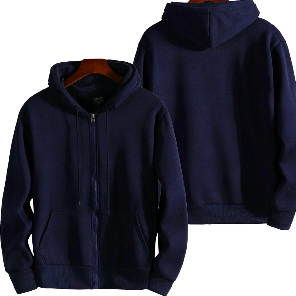 Solid Long-Sleeve Zip-Front Hoodie