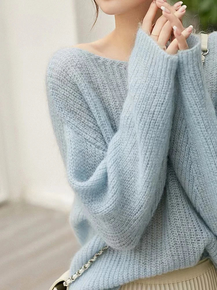 Women's Sheer Open Knit Crew Neck Sweater Casual Knit Layer