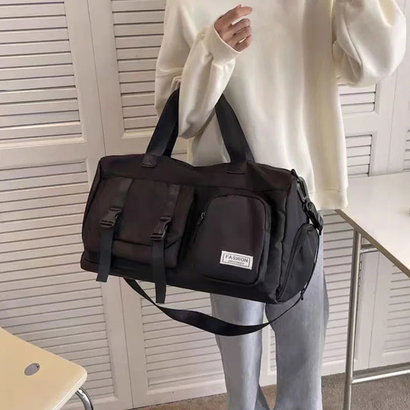 Travel Duffle Bag with Front Pockets and Shoulder Carry Strap