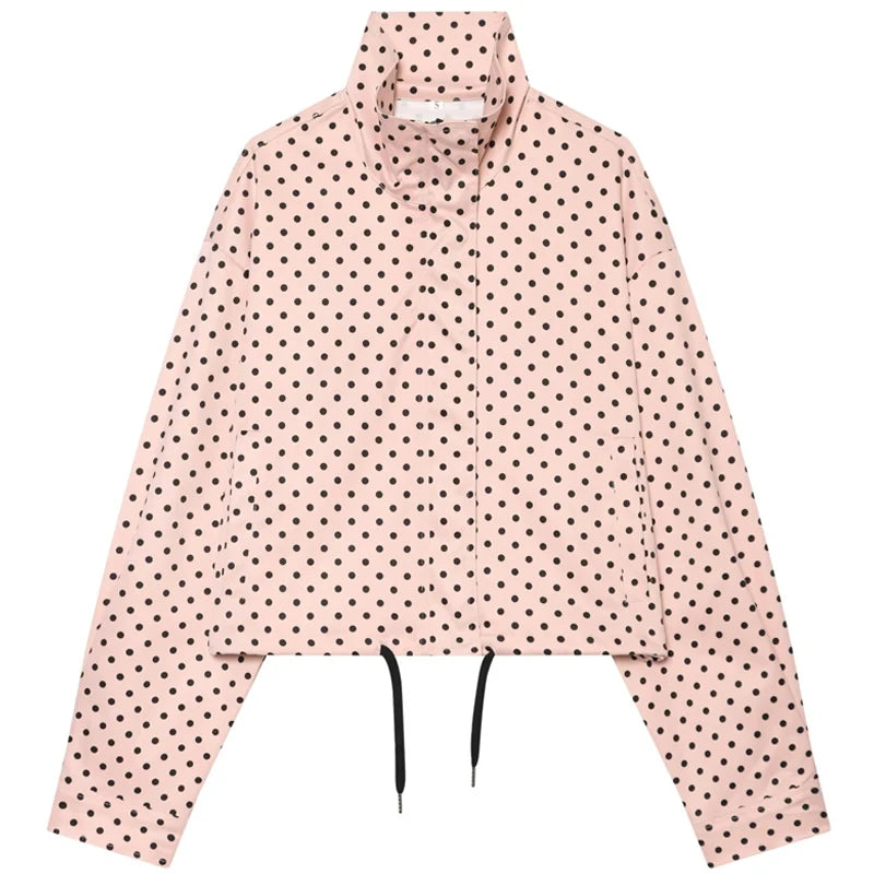 Women's Polka-Dot Zip-Front Bomber Jacket