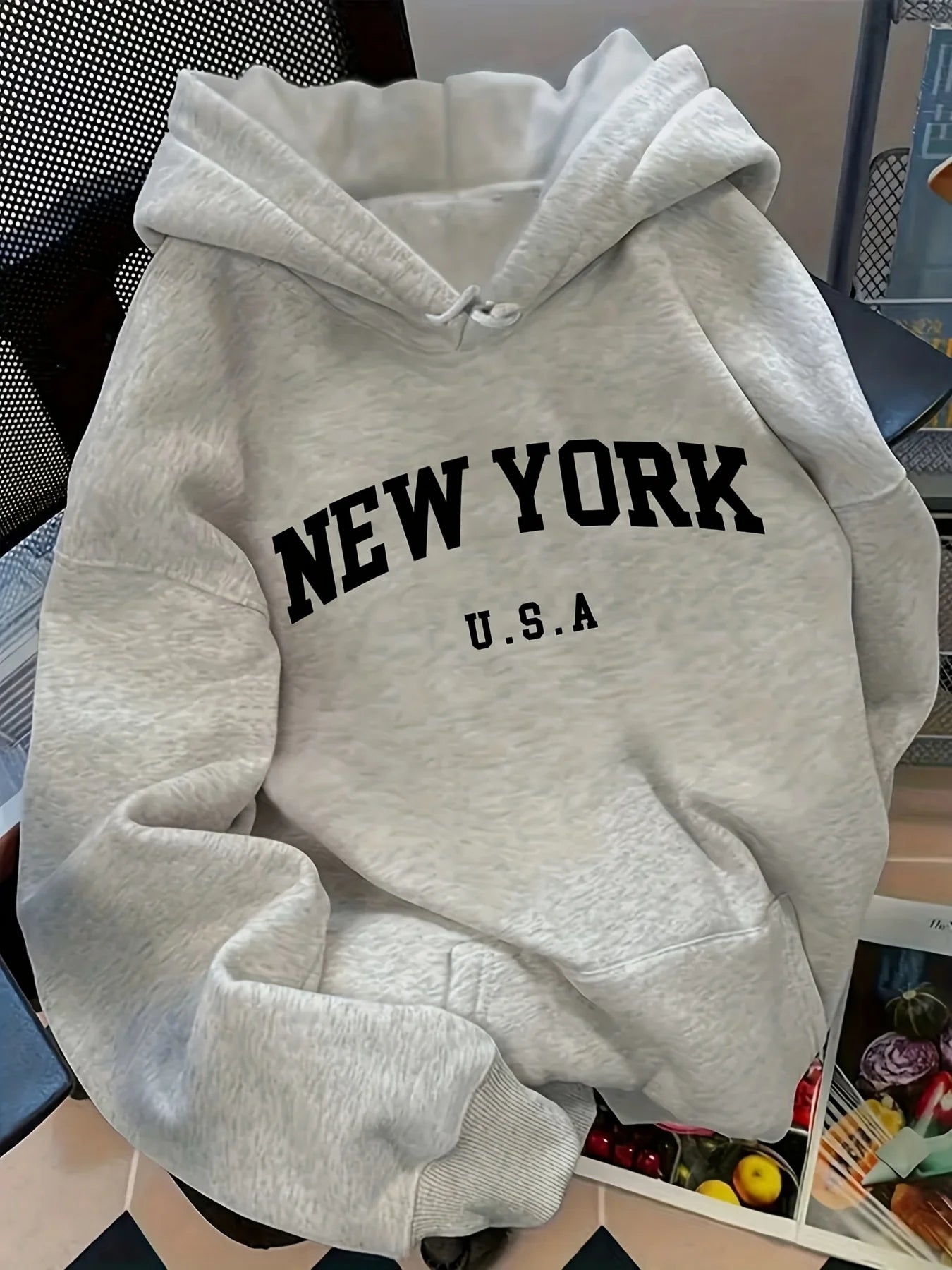 Letter Graphic Long Sleeve Pullover Casual Hoodie for Layering