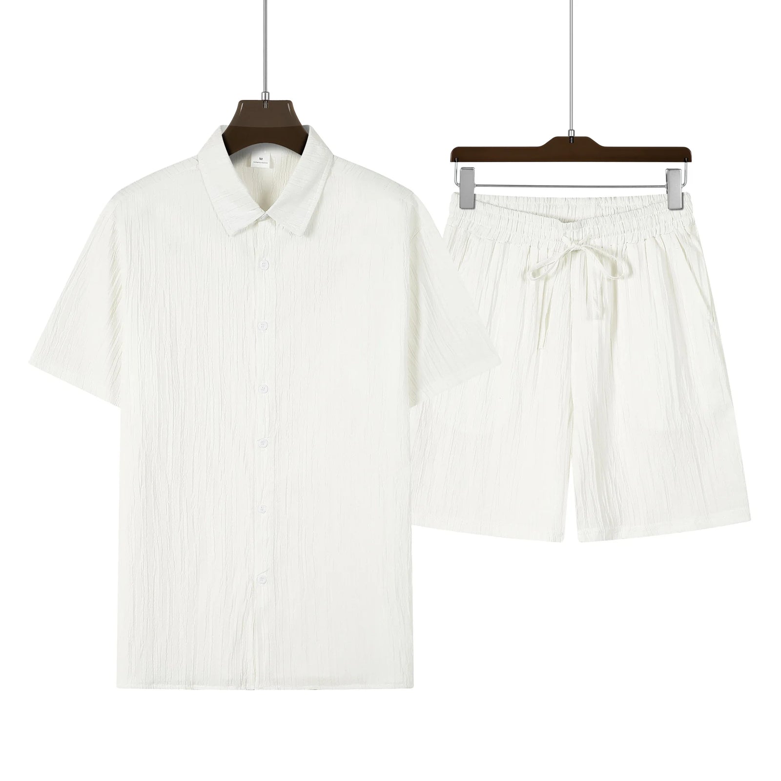 Men's Short Sleeve Button Front Pocket Detail Clothing Set