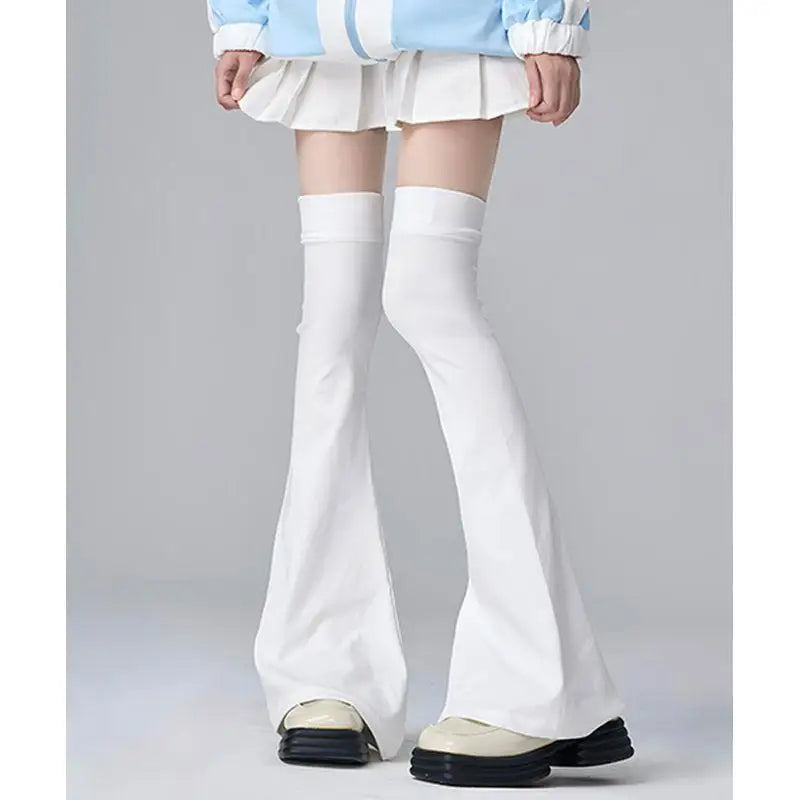 Solid Flared Knit Leg Warmers with Over Knee Shape