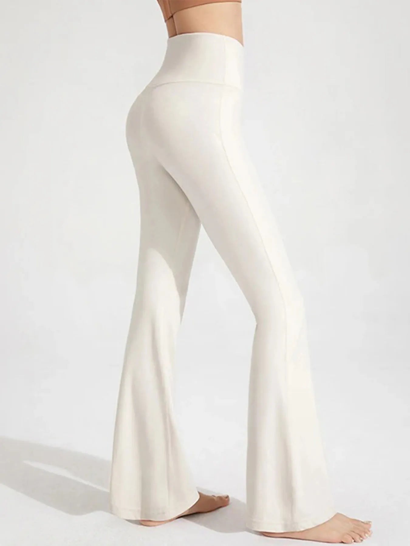Women's High Crossover Waist Cotton Flared Pants for Yoga and Casual Wear