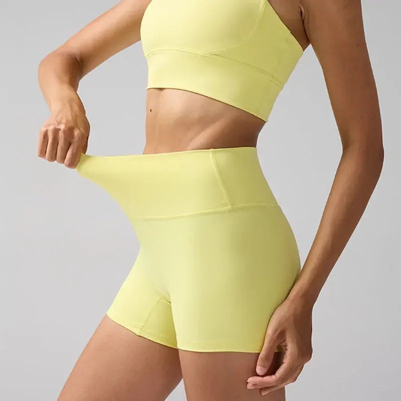 Women's High Waist Nylon Blend Shorts for Yoga and Fitness