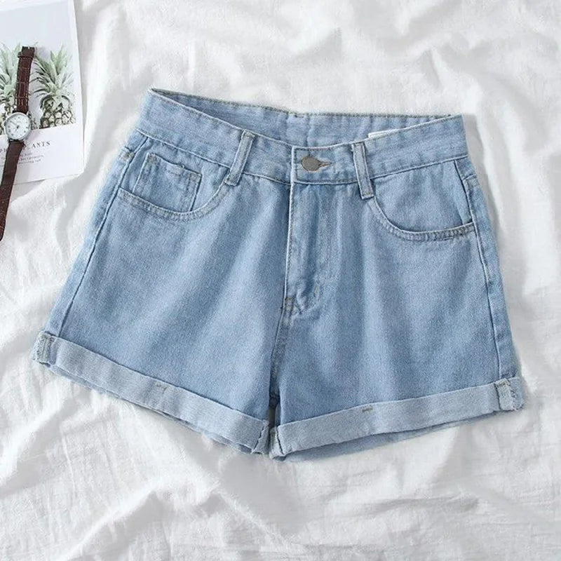 Women's Rolled Hem Denim Casual Denim Shorts For Everyday Outfits