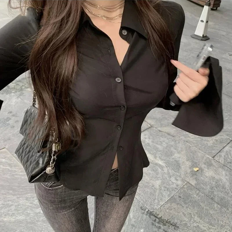 Women's Collared Long Sleeve Blouse