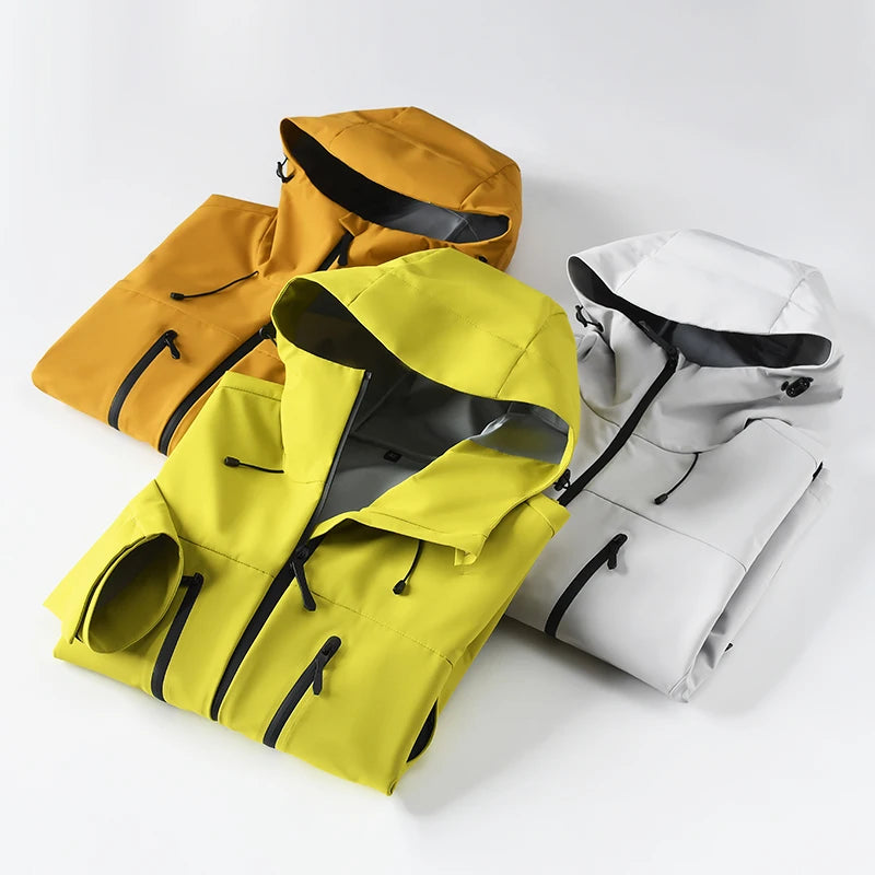 Hooded Long Sleeve Full Zip Outdoor Hiking Jacket with Pockets