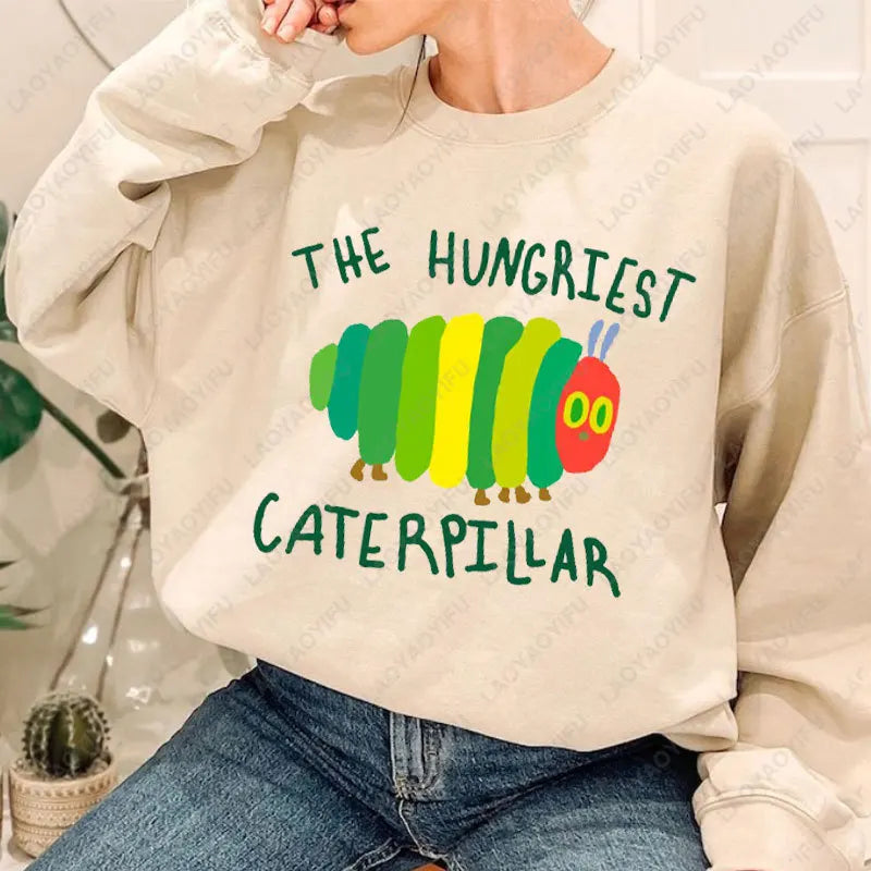 Caterpillar Graphic Long Sleeve Pullover Casual Sweatshirt for Layering