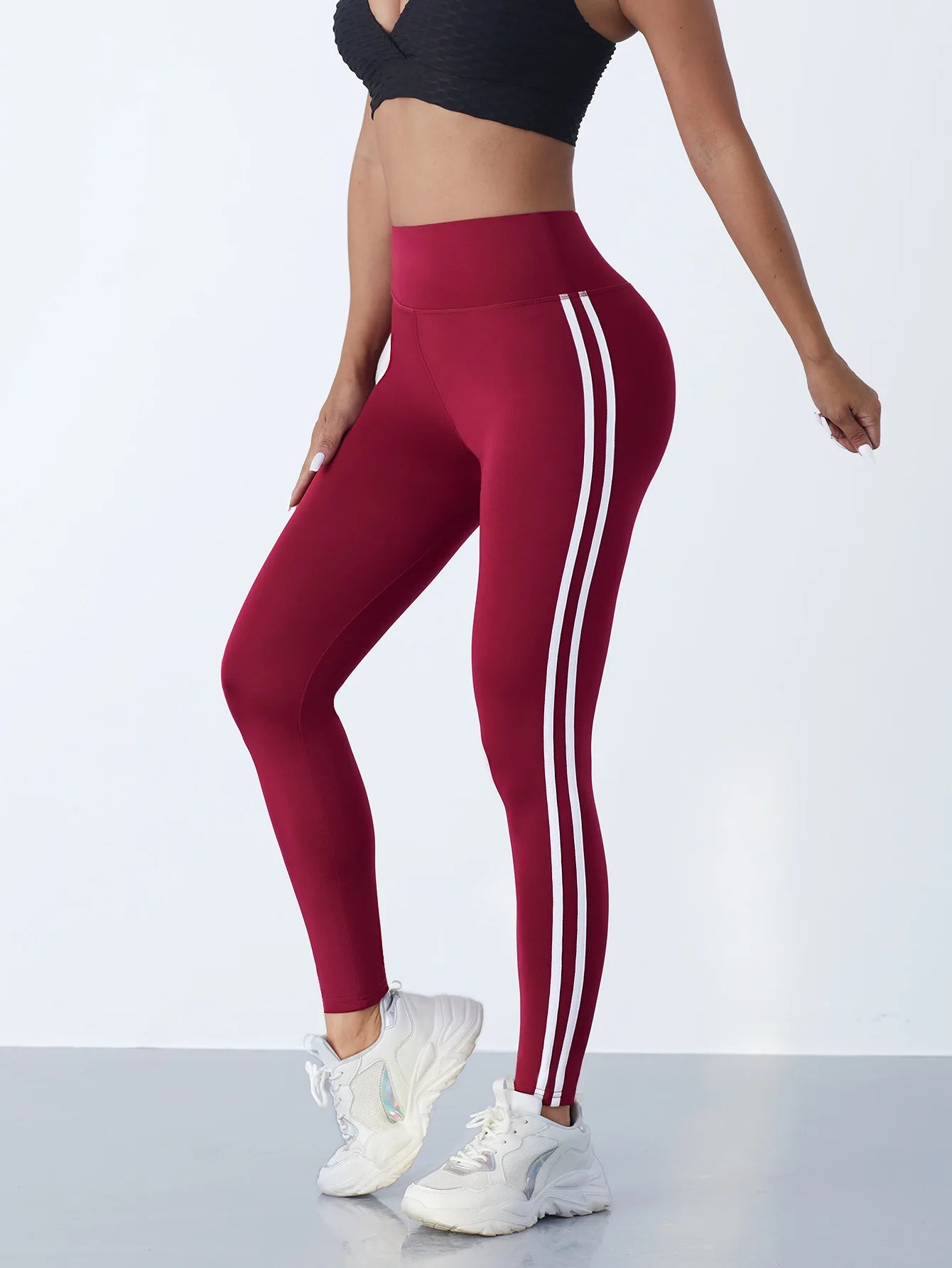 Women's Striped Full Length Leggings For Workout Outfits