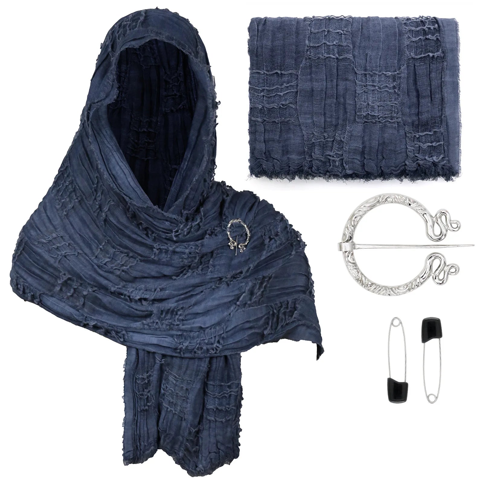 Hooded Textured Draped Cowl Scarf for Layering over Outfits