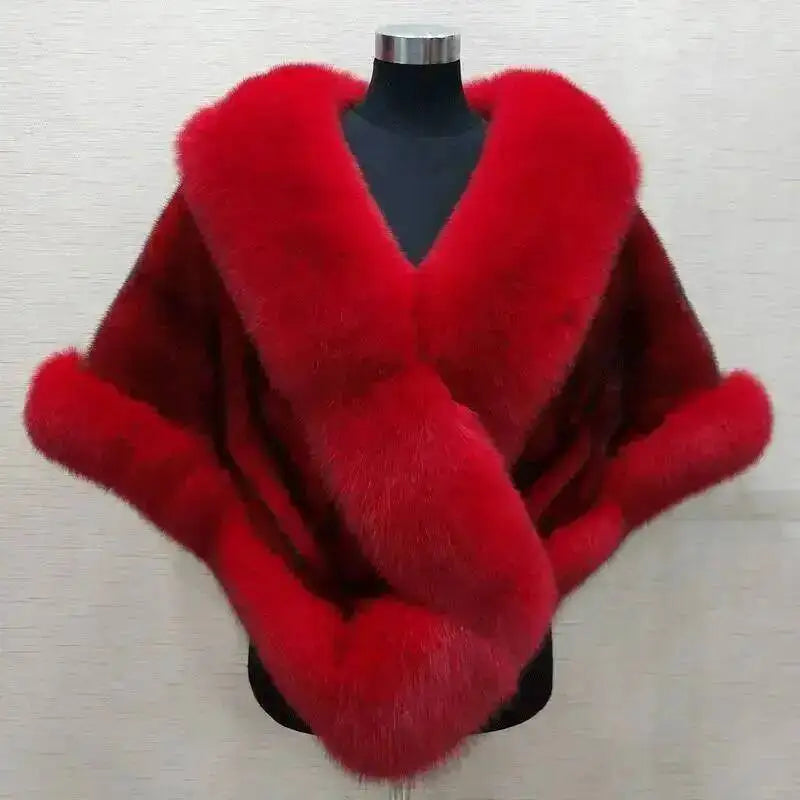 Plush Trim Wrap Cape for Layering over Outfits