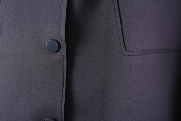 Simple French Fashion Light Luxury Windbreaker Mid Length Autumn Turn Down Collar Single Breasted Air Cotton Jackets Women