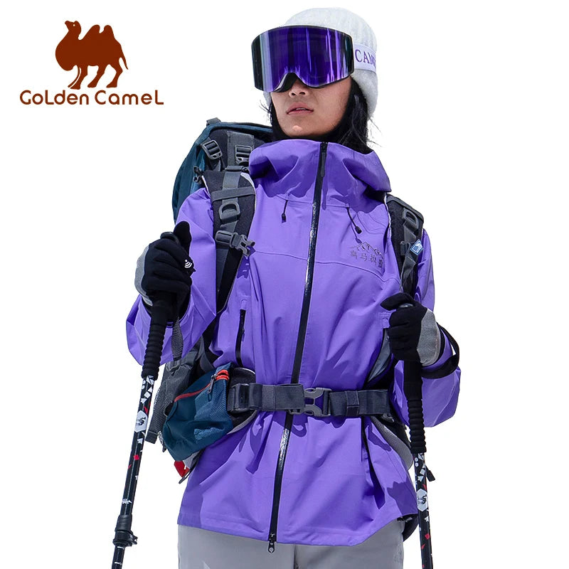 Long Sleeve Hooded Full Zip Ski Jacket with Pockets