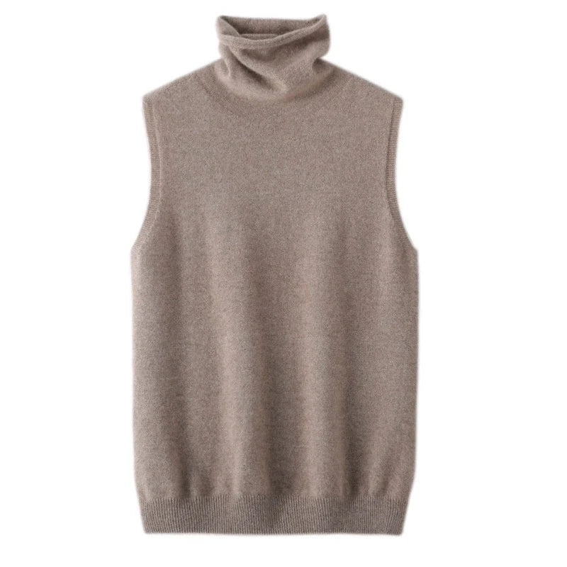 Women's Turtleneck Sleeveless Knit Vest Casual Knit Layer
