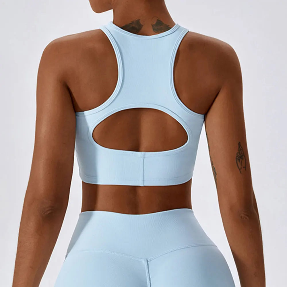 Women's High Neck Keyhole Racerback Sports Bra