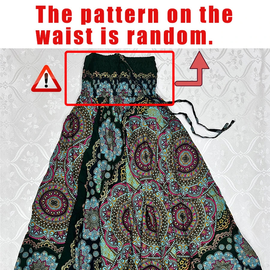 Women's Printed Rayon Harem Pants with Elastic Waist and Convertible Styling