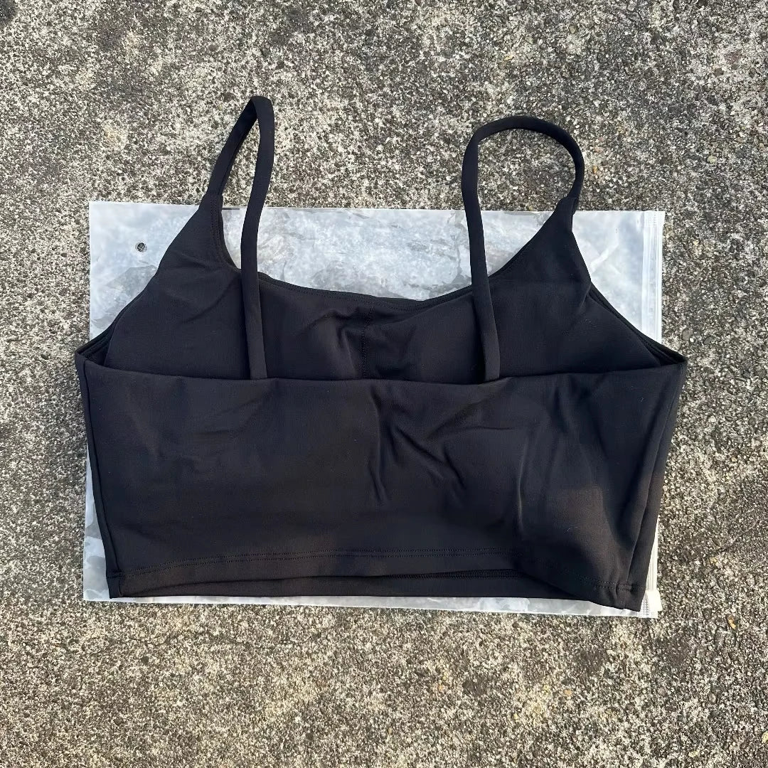 Women's Straight Neck Thin Strap Sports Bra